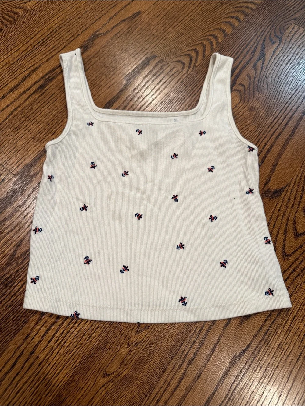 Women’s Cream Embroidered Square-Neck Tank Top size M